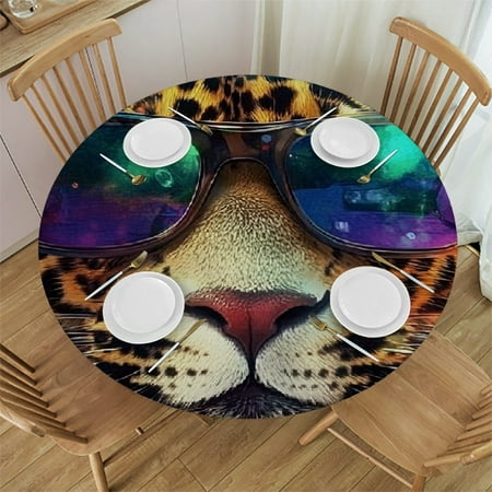 

Patifu Leopard Round Tablecloth Stain-Resistant Washable for Indoor Outdoor Restaurants Weddings Parties Picnic Dining Kitchen Farmhouse Home 46 -50