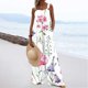 thumbnail image 1 of ICHUANYI Clearance Women's Printed Jumpsuit Casual Button Pocket Sleeveless Wide Leg Trousers(Pink, S) ICHUANYI WER2023081010388, 1 of 8