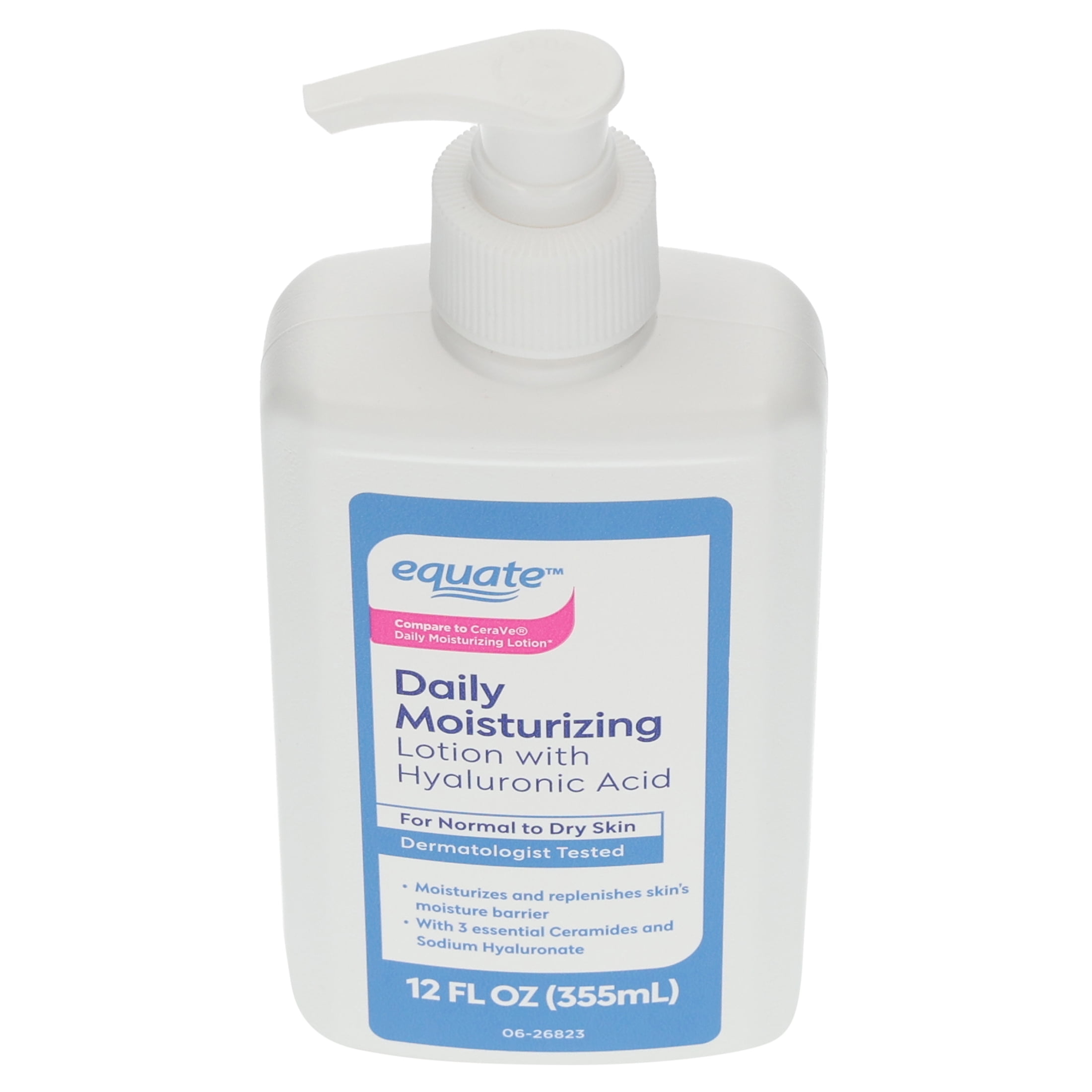 Equate Daily Moisturizing Lotion with Hyaluronic Acid, 12 fl oz Equate Daily Moisturizing Lotion with Hyaluronic Acid, 12 fl oz