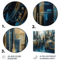 thumbnail image 3 of Designart "Urban Elegance Gold And Blue II" City Art Deco Metal Art Living Room, 3 of 5