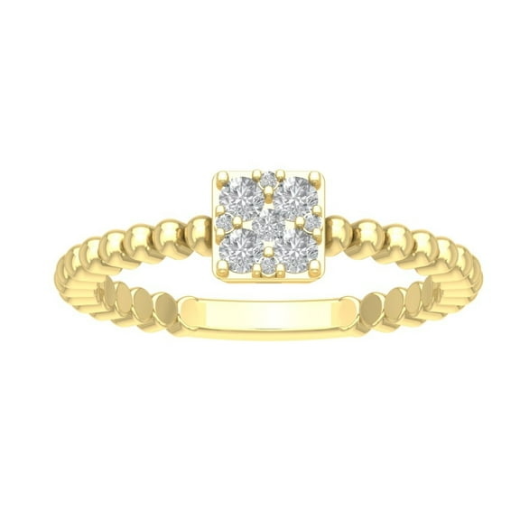 Araiya 10K Yellow Gold Pear Shape Diamond Cluster Ring for Women (1/4 cttw, I-J Color, I2-I3 Clarity), Size 7