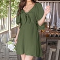 thumbnail image 6 of WENWU Womens Dresses 2024 Spring Summer Deep V Neck Elegant Bow Tie Mini Dress S XL Casual Knee Length Dresses for Women Maxi for Women, 6 of 7