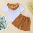 thumbnail image 4 of TOWED22 Toddler Baby Boy Clothes Summer Outfits Short Sleeve Solid Elastic Sweatshirt and Shorts 2 Piece Sweatsuit Set(Brown,1-2 Years), 4 of 9