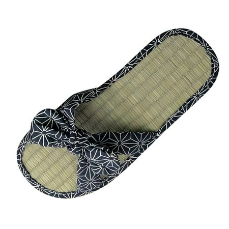 

Womens Sandals Ladies Straw Mat Slippers Casual Bow Rattan Grass Slippers Home Fashion Sandals Slippers Women S Sandals Flax Blue 38
