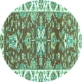 thumbnail image 1 of Ahgly Company Machine Washable Indoor Round Abstract Turquoise Blue Modern Area Rugs, 8' Round, 1 of 4