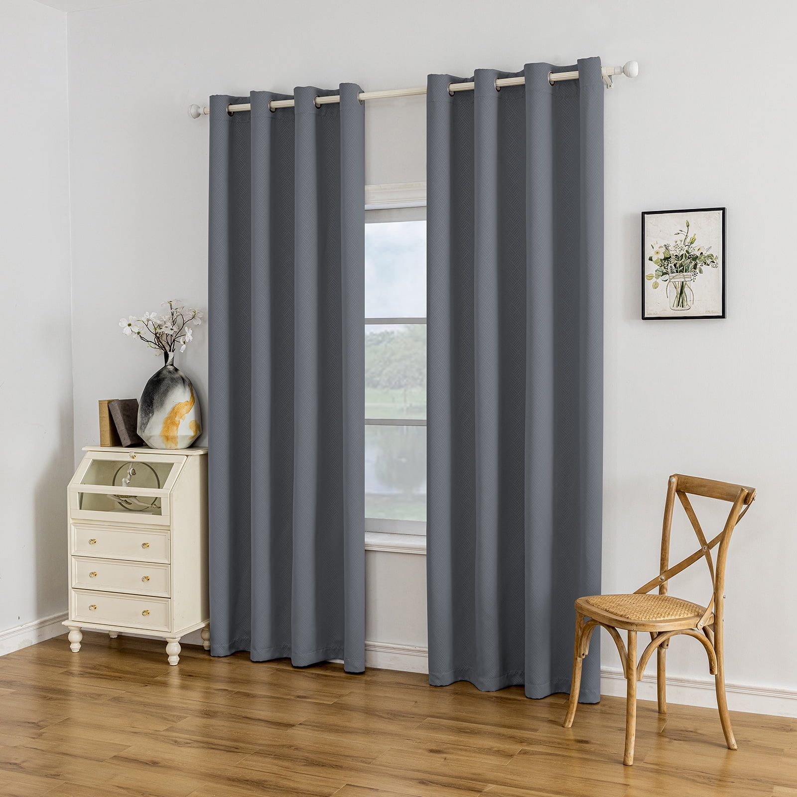 JIATER Blackout Curtains Set of 2 Panels for Bedroom Living Room 42 x 63 in,Thermal Insulated Room Darkening Blackout Curtains with Grommet,Dark Gray