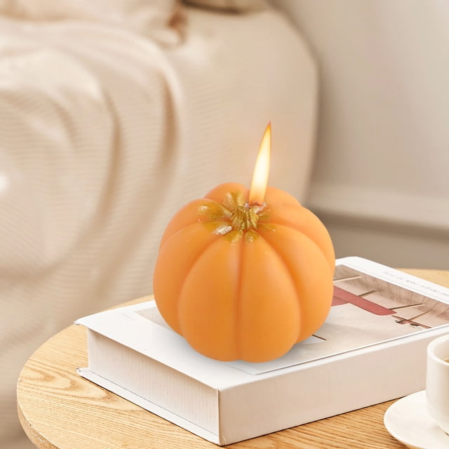 HHBEAUTY Fall Pumpkin Shaped Soy Candles Halloween Pumpkin Home Decor Fall Scented Tealight Handmade Candle Thanksgiving Gift for Autumn Halloween Thanksgiving Decor