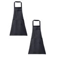 thumbnail image 1 of Oleegame 2PC Pretty Apron Cotton And Linen Striped Adjustable Hanging Neck Apron Household Kitchen Baking Flower Shop Cooking Work Cloth Apron Black, 1 of 6