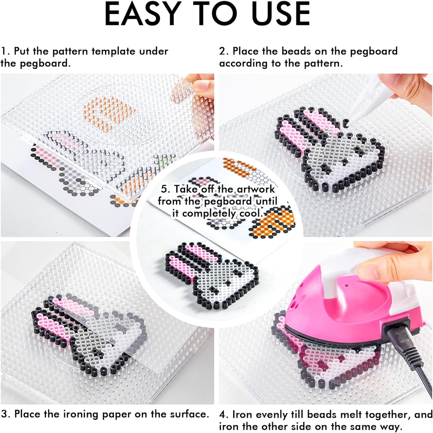 Fuse Beads, 33000pcs Fuse Beads Kit, 33 Color 5MM Iron Beads Set with 150 Patterns, 8 Pegboards, 15 Ironing Paper, 6 Tweezers, 85 accessories, Craft Kits Gifts for Birthday Christmas