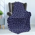 thumbnail image 4 of Floral Soft Flannel Fleece Throw Blanket, Continuous Pattern of Flowers and Dots and Blossoming Vintage Design, Cozy Plush for Indoor and Outdoor Use, 70" x 90", Indigo and White, by Ambesonne, 4 of 5