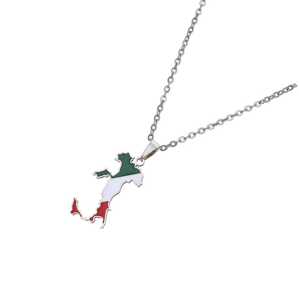 Sonducket Collar con mapa de Italia de acero inoxidable, colgante de gargantilla chapado en acero inoxidable, elegante, antióxido, joyería Ropa, zapatos y accesorios Miscelánea Plata