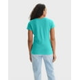 thumbnail image 3 of Hanes Women's Slub Jersey Shirred V-Neck T-Shirt Eco Teal 2XL, 3 of 4