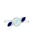 thumbnail image 4 of Rosec Jewels Minimal Promise Ring with Ethiopian Opal and Blue Sapphire for Women - AAA Grade, 14K White Gold, US 5.00, 4 of 9