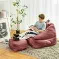 thumbnail image 3 of Bean Bag Chair for Adults,Upholstered Floor Sofa with Footstool,Large Lazy Sofa Plush Chair Bean Bag Couch for Bedroom Living Room,Red, 3 of 5