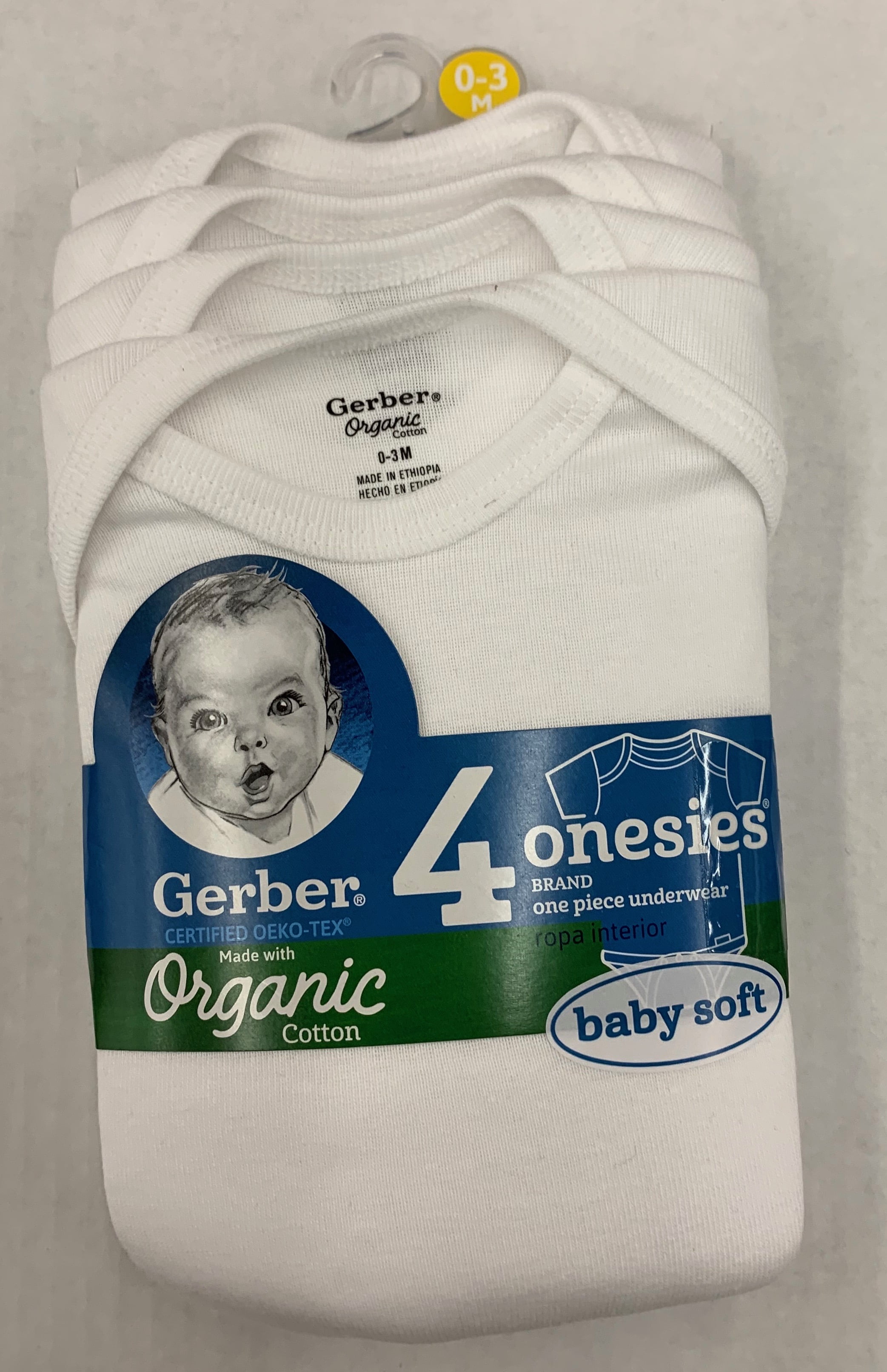Gerber Baby Unisex Onesies, 4 Pack