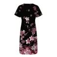 thumbnail image 4 of qucoqpe Womens Summer Maxi Dress Button V Neck Short Sleeve Ruffle Long Dress Casual Loose Floral Print Beach Sun Dress with Pockets, 4 of 4