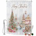 thumbnail image 2 of Christmas Shower Curtains for Bathroom, Farmhouse Xmas Tree Gifts Snowflake Waterproof Fabric Shower Curtain, Decorative Bathroom Curtain for Bathtub, 72"x84", No Hooks Included, 2 of 9