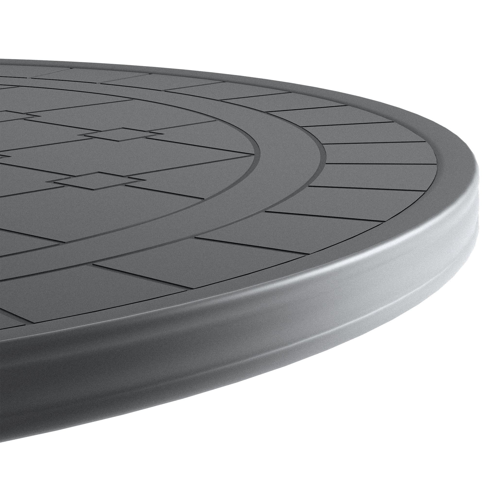 Round Cast Aluminum Patio Dining Table with Black Frame and Carved Texture for Garden Deck, Black
