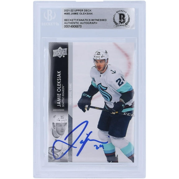 Jamie Oleksiak Seattle Kraken Autographed 2021-22 Upper Deck Extended Series #685 Beckett Fanatics Witnessed Authenticated Card - Fanatics Authentic Certified