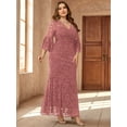 thumbnail image 4 of Miusol Plus Size Floral Lace Flounce Sleeve Mermaid Evening Party Dress for Weddings, Proms & Formal Events, 4 of 9