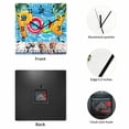 thumbnail image 2 of Blue Summer Pool Wooden Wall Clock Silent Non Ticking, Watermelon Swimming Ring Slippers Square Wall Clocks Battery Operated, Decor Clock for Home Office, Living Room, Kitchen, 12 Inch, 2 of 9