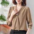 thumbnail image 3 of Women's Autumn Solid Color Long Sleeved Ribbon Collar Westernized Shirt, 3 of 3