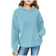 thumbnail image 2 of Hoodies for Teen Girls Oversized Waffle Knit Pullovers Cute Long Sleeve Hooded Sweatshirt Tween Girl Clothes 4-14 Years, 2 of 6