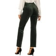 thumbnail image 3 of INSPIRE CHIC Women's Velvet Elegant High Waist Trousers with Pockets Work Ankle Pants M Army Green, 3 of 5