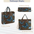 thumbnail image 6 of Corduroy Composite Fabric Tote Bag Magnetic Snap Large Capacity Crossbody Bag Beige Shoulder Strap Music Score and Mysterious Butterfly, 6 of 8
