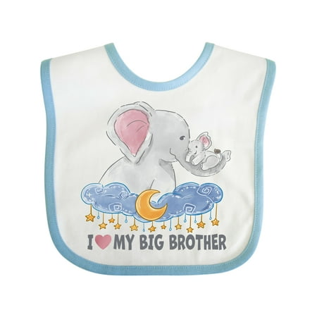 

Inktastic I Love My Big Brother Cute Elephants with Moon and Stars Gift Baby Boy or Baby Girl Bib