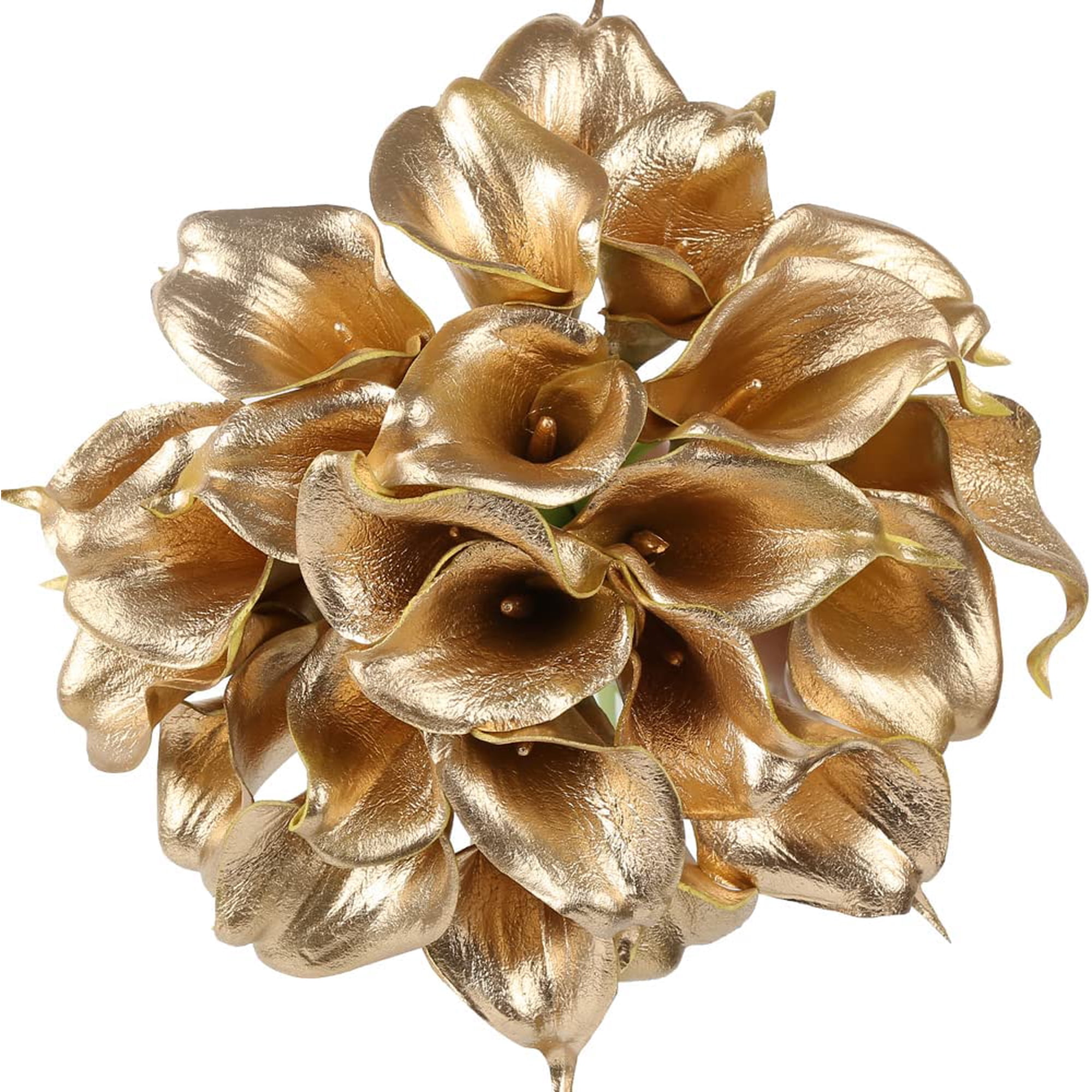 Gold Flowers, Gold Calla Lilies Artificial Flowers for Decoration for DIY Wedding Bouquets Centerpieces Bridal Shower Party Home Flower Arrangement Decorations (Golden)