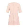 thumbnail image 6 of Summer Brilliant Summer Womens Dresses Plus Size New Short Sleeve-Neck Solid Color Pocket Dress Short Sleeve-Neck Dress Pink M, 6 of 7