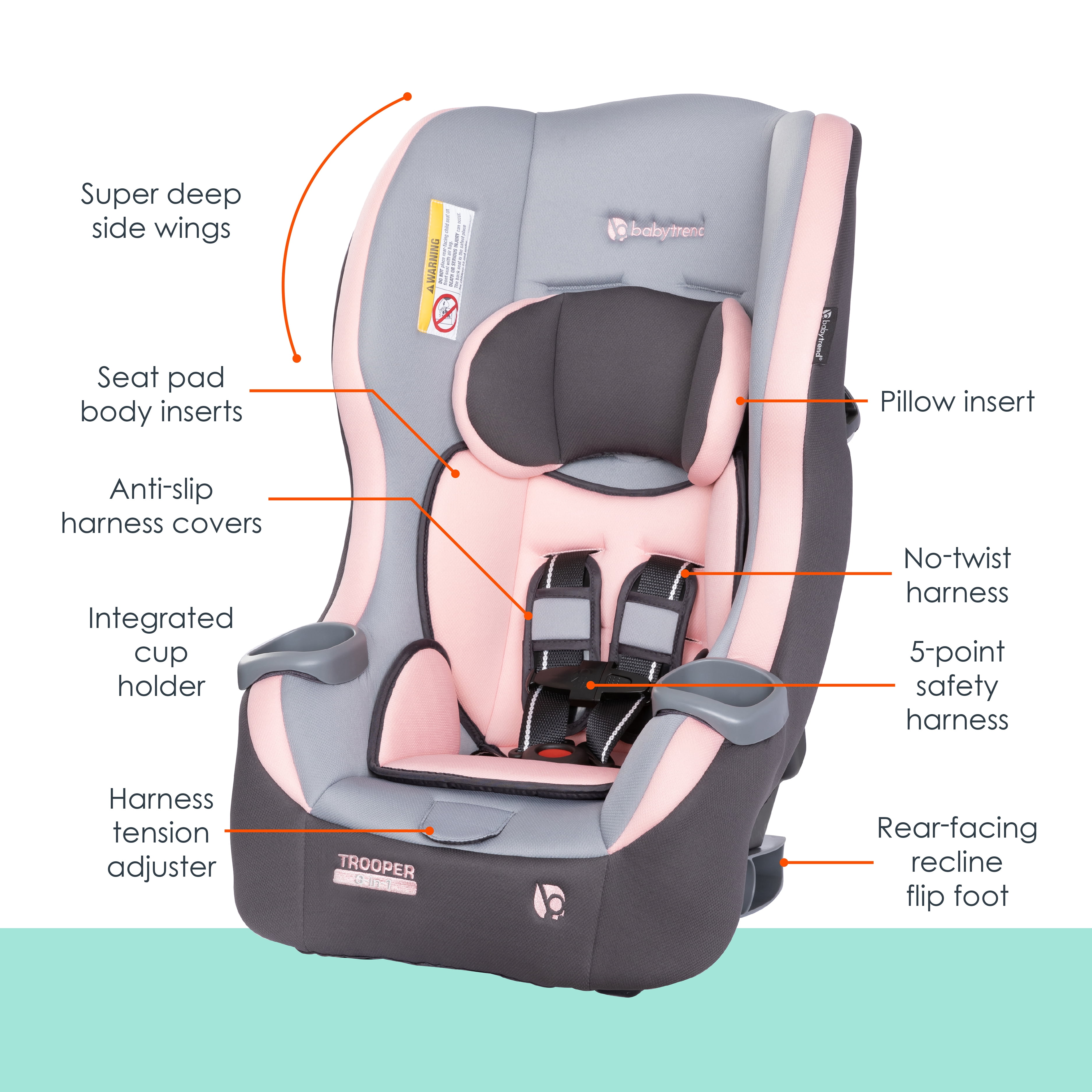 Baby Trend Trooper 3-in-1 Convertible Car Seat - Desert Black - Black