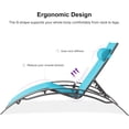 thumbnail image 4 of PURPLE LEAF Patio Chaise Lounge Set of 3 Outdoor Lounge Chair Beach Pool Sunbathing Lawn Lounger Recliner Chiar Outside Tanning Chairs with Arm for All Weather, Side Table Included, Turquoise Blue, 4 of 9