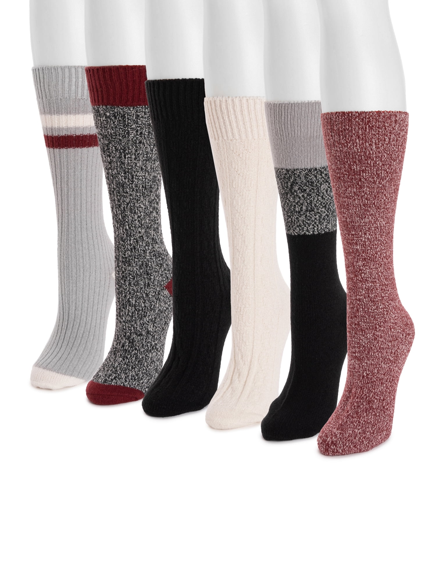 Muk Luks Women's Mid-Calf Tall Boot Socks, 6-Pack