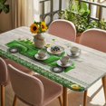 thumbnail image 3 of St. Patrick's Day Table Cloths for 6 Foot Rectangle Tables, Green Truck Shamrock Gold Coin Wooden Patio Waterproof Elastic Fitted Tablecloths, Washable Rectangular Table Cover for Camping, 3 of 8