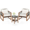 thumbnail image 1 of Gymax 3 Pieces PE Wicker Patio Set w/Solid Acacia Wood Frame & Soft Cushions, 1 of 6