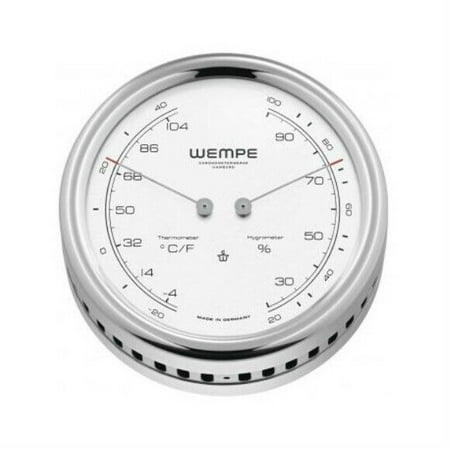 

Wempe CW250015 Globaltec Pilot V Stainless Steel Thermometer/Hygrometer 100 x 35mm White/Black