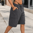 thumbnail image 5 of Women's Drawstring Elastic Waist Cargo Bermuda Shorts with Pockets, Loose Fit Knee Length Casual Utility Shorts for Outdoor, Travel and Everyday Wear, 5 of 9