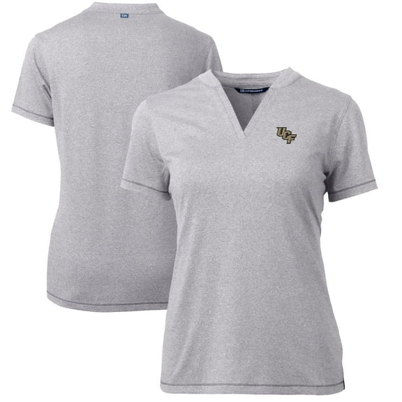 Women's Cutter & Buck Heather Gray UCF Knights Forge Blade V-Neck Top