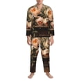 thumbnail image 3 of Daiia Vintage Peonies Rustic Charm for Men's Long-Sleeved Pajama Set – Soft & Comfortable Sleepwear Button-Up Pajamas Cozy Lounge Wear-Large, 3 of 7