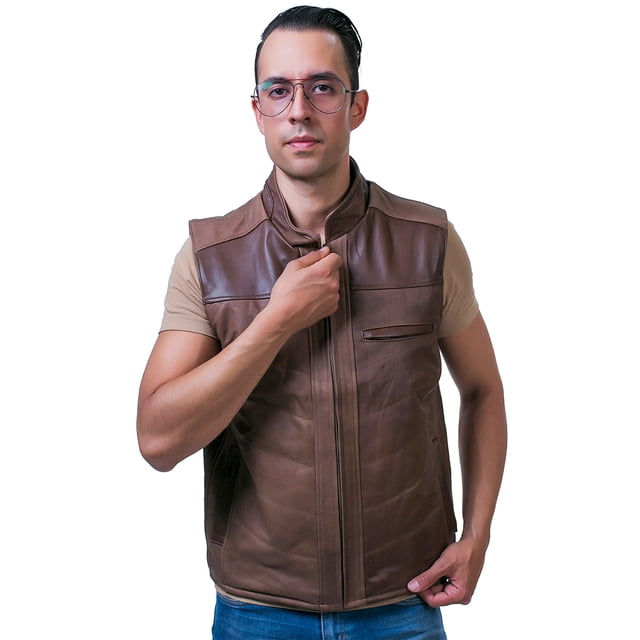 castelli chaleco piel borrego estilo western cuero vintage caballero hombre