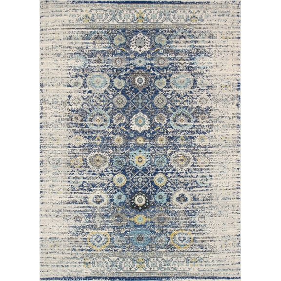 Pasargad Home Chelsea 8' x 10' Power-Loomed Navy/Ivory Rug - All Ages, Indoors