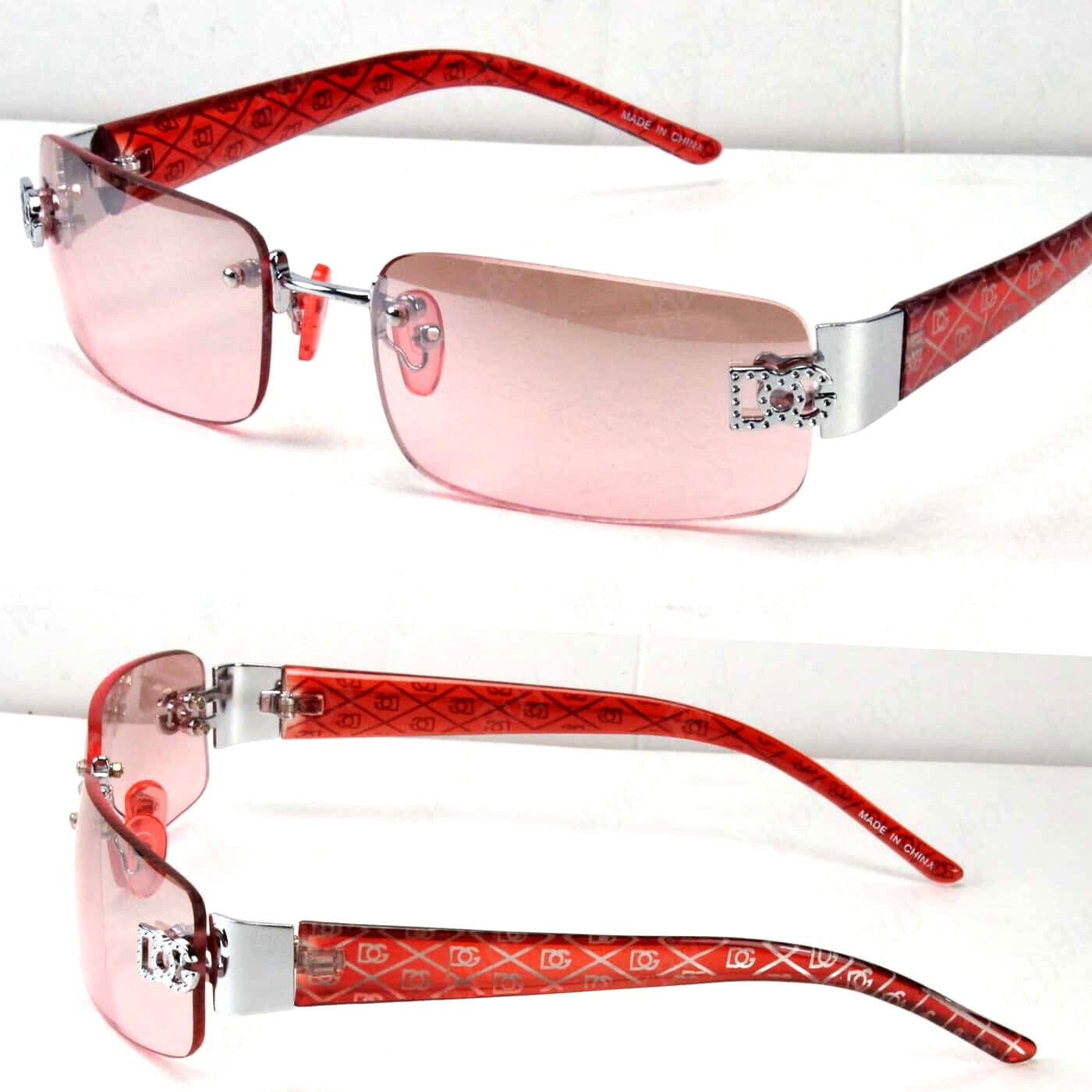 Women Unisex DG Sunglasses Eyewear Rimless Small Tint Shades Fashion Brown 8009 