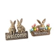 thumbnail image 4 of Juego de 2 decoraciones de puerta de primavera, letrero de bienvenida de Pascua, decoraciones colgantes de Pascua con conejo para uso en exteriores, 4 of 6