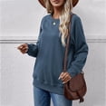 thumbnail image 4 of FAIWAD Women's Casual Round Neck Sweatshirts with Pockets Long Sleeve Solid Color Loose Pullovers Top, 4 of 5
