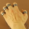 thumbnail image 2 of Anime Hunter X Hunter Kurapika 5 Rings Chains Punk Style Black Steel Ring Long Bracelet, 2 of 8