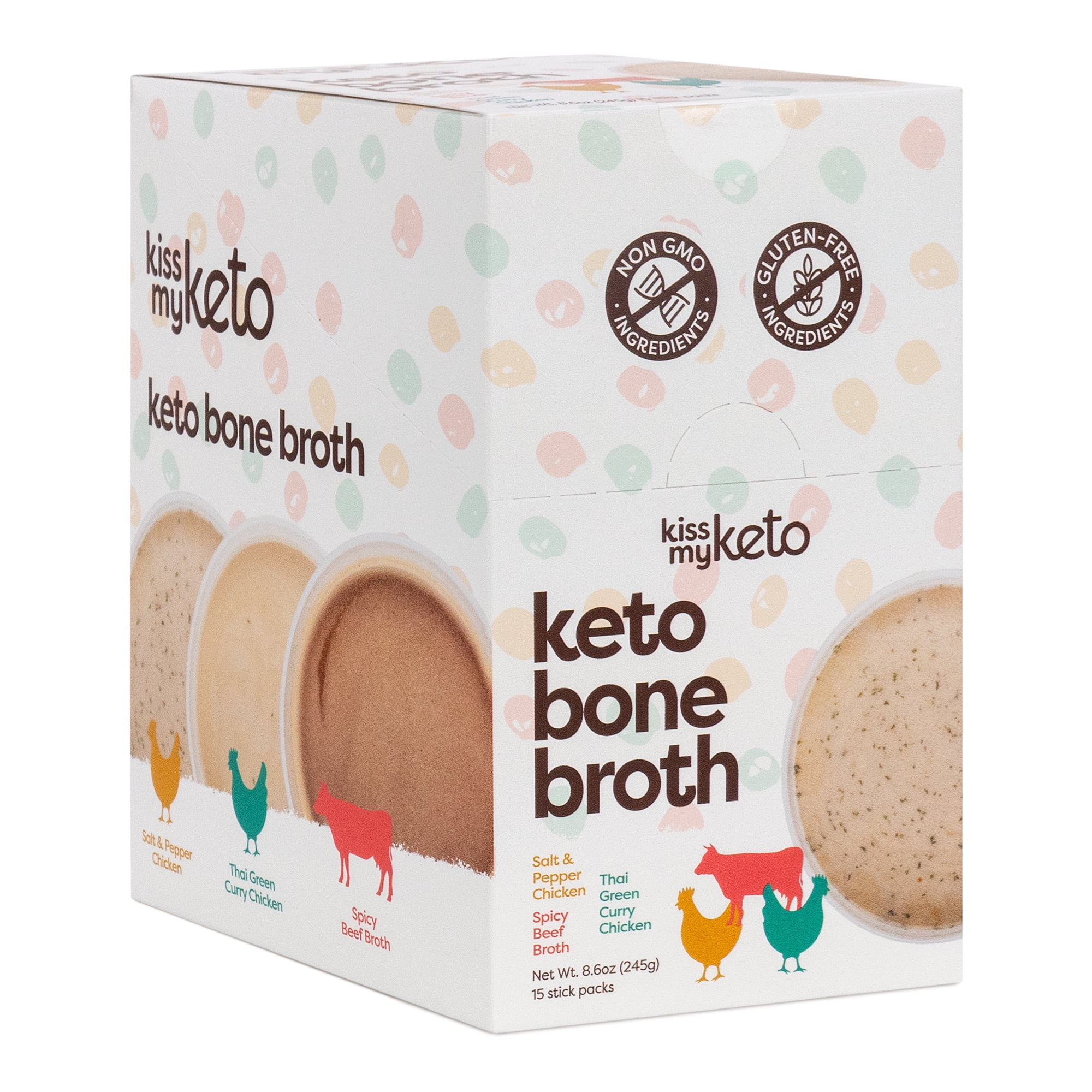 Kiss My Keto Keto Bone Broth - Variety Pack 15 Pkts