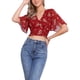 thumbnail image 1 of INSPIRAR CHIC Blusas Cortas de Manga Corta con Cuello en V de Verano con Estampado Floral M Rojo, 1 of 6