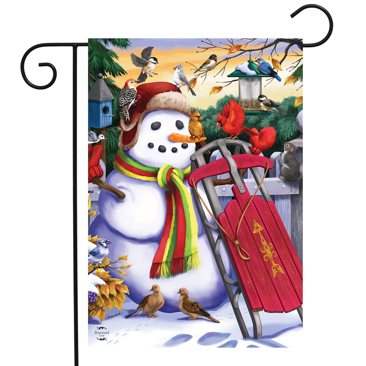 Happy Snowman Winter Garden Flag Primitive Welcome 12.5" x 18" Briarwood Lane 